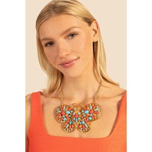 💕KENNETH JAY LANE💕 Coral Turquoise Butterfly Necklace NWOT
